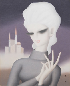 東郷青児 鑑定済婦人像 直筆サイン 印有り 東郷青児鑑定委員会 鑑定証