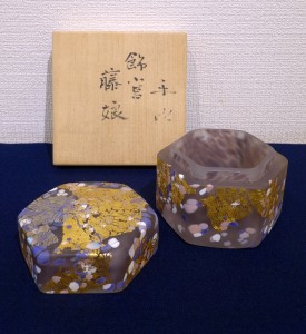 藤田喬平　手吹飾小筥　藤娘 藤田喬平