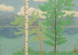 小野竹喬　山湖　日本画 小野竹喬