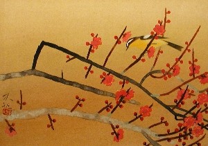 秋野不矩　「紅梅」