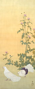 菱田春草「薊に鳩図」 菱田春草