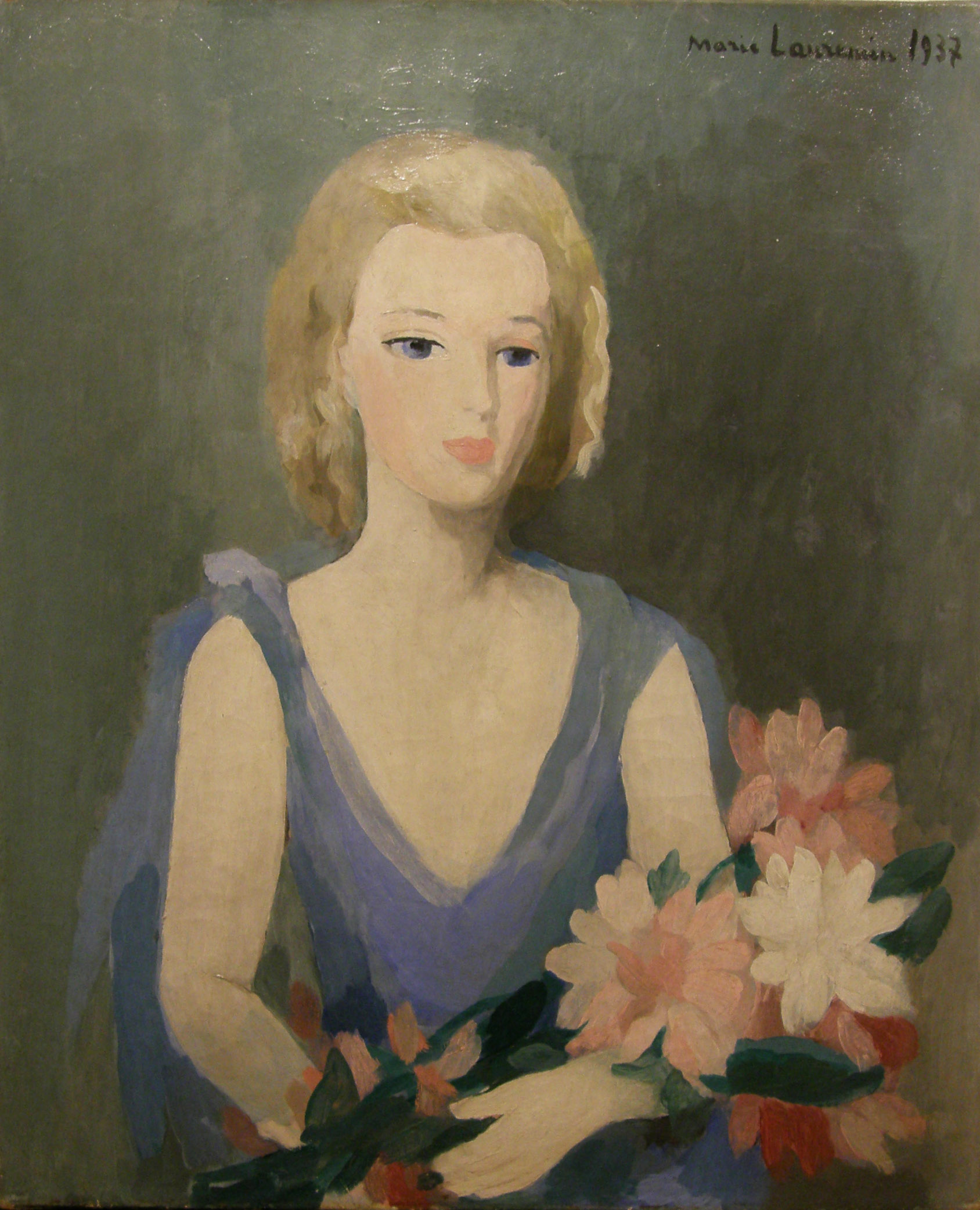 ローランサン「花束を抱える婦人」 マリー・ローランサン