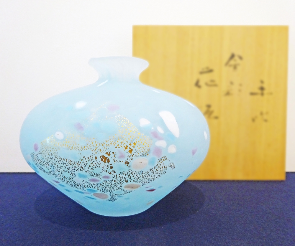 藤田喬平_手吹金彩花瓶_買取_鑑定_査定 藤田喬平